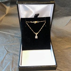 1/3kt pear shaped diamond set in 14k gold with 18in lobster catch lock chain